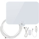 1byone Shiny Antenna Super Thin Amplified HDTV Antenna 50 Miles Range with Detachable Amplifier Booster USB Power Supply to Boost Signal and 20ft Coaxial Cable