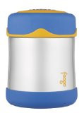 THERMOS FOOGO Vacuum Insulated Stainless Steel 10-Ounce Food Jar, Blue/Yellow