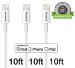 Amoner Durable-Series 10ft 8 Pin USB Charging Cable Syncing Cord, 3 Piece - White