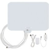 1byone OUS00-0562 Amplified HDTV Antenna 50 Miles Range with USB Power Supply and 20 Feet Coaxial Cable - White/Black