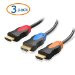 Cable Matters® 3-Pack Gold Plated High Speed HDMI Cable 6 Feet - Supports 3D & 4K Resolution