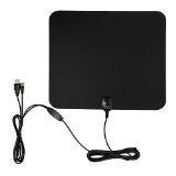 Vikeri Ultra-thin Amplified Indoor TV Antenna-50 Mile Range for Digital HDTV with USB Power Supply and 16.5 Feet(5m) Coaxial Cable - Black/White