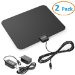 ViewTV Flat HD Digital Indoor Amplified TV Antenna - 50 Miles Range - Detachable Amplifier Signal Booster - 12ft Coax Cable - Black - 2 Pack