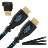 Twisted Veins (10 ft) High Speed HDMI Cable + Right Angle Adapter and Velcro Cable Ties (Latest Version Supports Ethernet, 3D, and Audio Return)