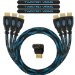 Twisted Veins Three (3) Pack of (3 ft) High Speed HDMI Cables + Right Angle Adapter and Velcro Cable Ties (Latest Version Supports Ethernet, 3D, and Audio Return)